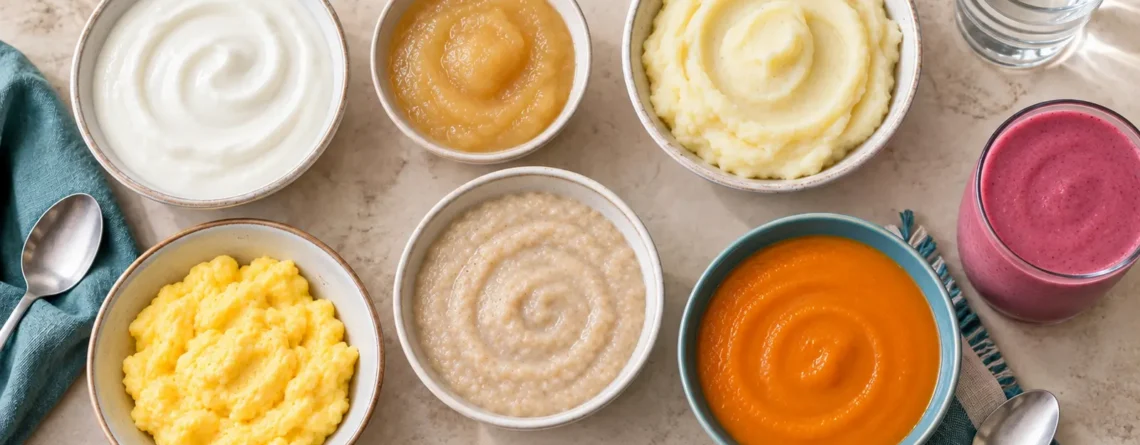 Selection of smooth soft foods and water for tooth extraction recovery