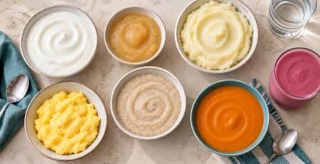 Selection of smooth soft foods and water for tooth extraction recovery